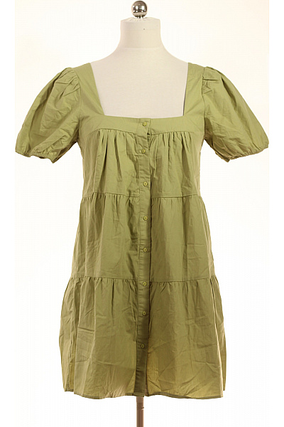 Compania Fantastica Zelené Bavlněné šaty S Krátkým Rukávem A Volným Střihem Velikost S