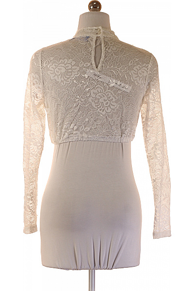 Dámské tričko s dlouhým rukávem bílé květinové průhledné bolerko Velikost 34 | Unimoda | obrázek 2