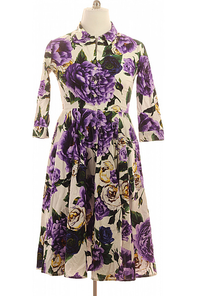 Samantha Dámské šaty košilové květované fialové bavlna midi Vel. XS | Samantha | obrázek 2