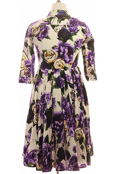 Samantha Dámské šaty košilové květované fialové bavlna midi Vel. XS | Samantha | obrázek 3