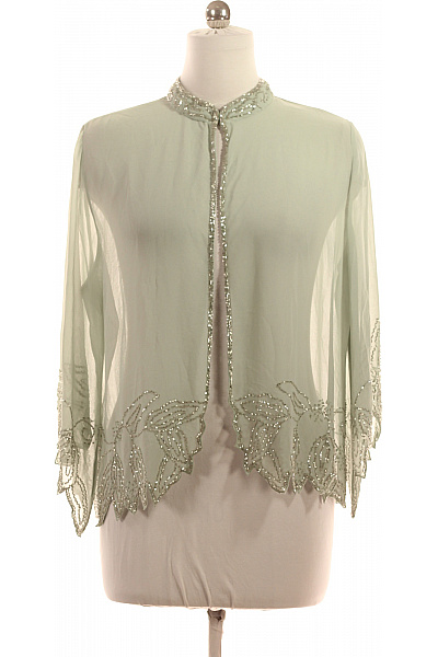 Jkara Dámská halenka dlouhý rukáv zelená s kamínky elegantní slavnostní Vel. EU 16 | Jkara | obrázek 2