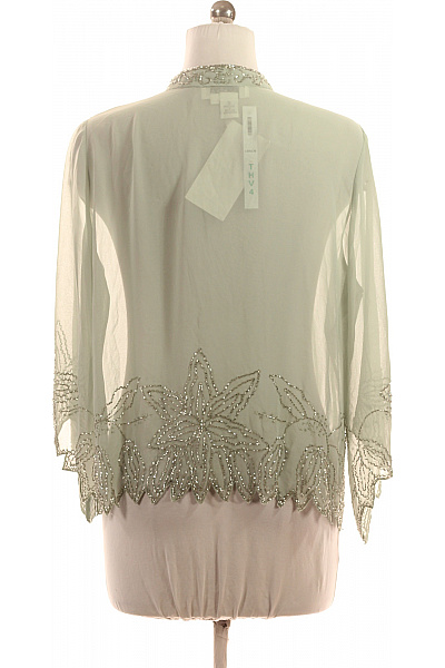 Jkara Dámská halenka dlouhý rukáv zelená s kamínky elegantní slavnostní Vel. EU 16 | Jkara | obrázek 3