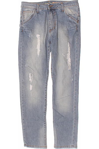 Please Dámské Bavlněné Modré Džíny Volné Roztrhané Seprané Velikost S