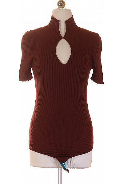 Dámské Tričko S Krátkým Rukávem A Průstřihy Hnědé Bavlněné Velikost XS