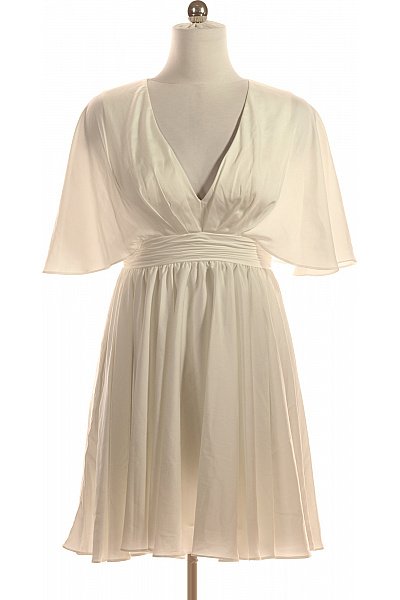 Dámské šaty Krátký Rukáv Elegantní Letní Bílé šifonové Plisované Velikost 4