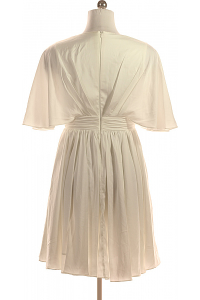 Dámské šaty krátký rukáv elegantní letní bílé šifonové plisované Velikost 4 | Unimoda | obrázek 2