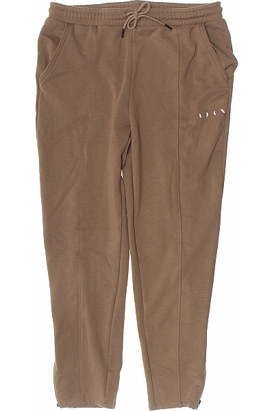 Hnědé úpletové Volnočasové Tepláky S Kapsami A Pružným Pasem Vel. L