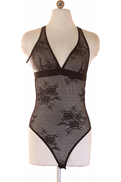 Karl Lagerfeld Dámské černé Krajkové Body Průhledné Vel. EU L