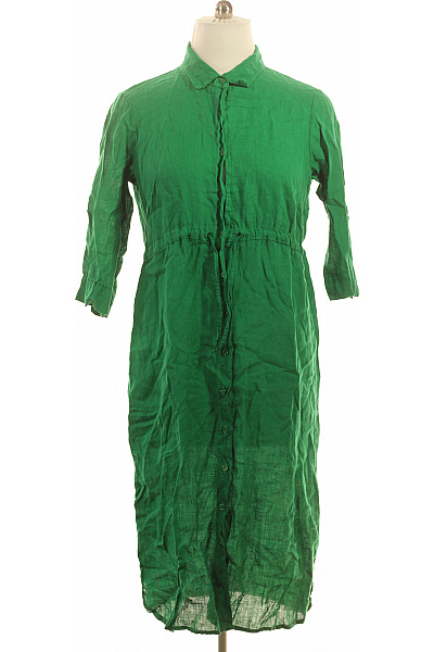 LAWRENCE GREY Zelené lněné šaty košilové s páskem letní volnočasové Velikost L | LAWRENCE GREY | obrázek 2