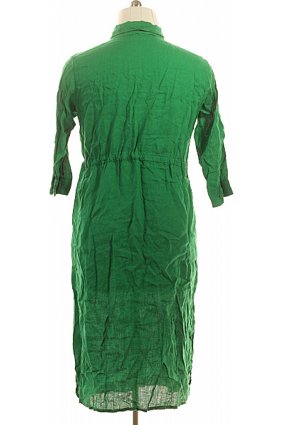 LAWRENCE GREY Zelené lněné šaty košilové s páskem letní volnočasové Velikost L | LAWRENCE GREY | obrázek 3