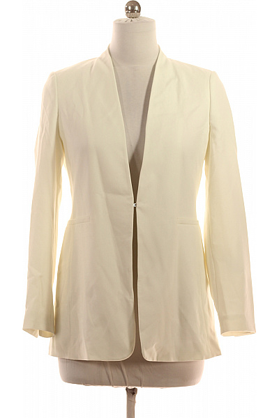 S.OLIVER Dámské Krémové Elegantní Sako Bez Zapínání Bez Límce Na Běžné Nošení Vel. 38