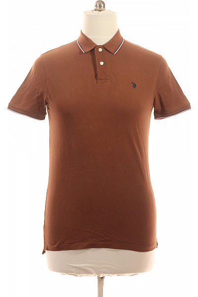 U.S.POLO ASSN. Pánské Hnědé Bavlněné Polo Tričko S Krátkým Rukávem A Výšivkou Velikost EU L
