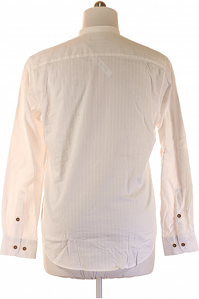 Pánské košile s dlouhým rukávem bílé pruhované ležérní se stojáčkem Vel. 41/42 | Unimoda | obrázek 2