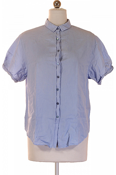 True Religion Dámská bavlněná modrá košile krátký rukáv letní ležérní volná Velikost XS | True Religion | obrázek 2