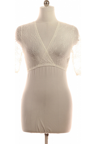 Trachtenmanufaktur Dámská Halenka Bílá Krajková S Krátkým Rukávem Průsvitná Elegantní Vel. 40