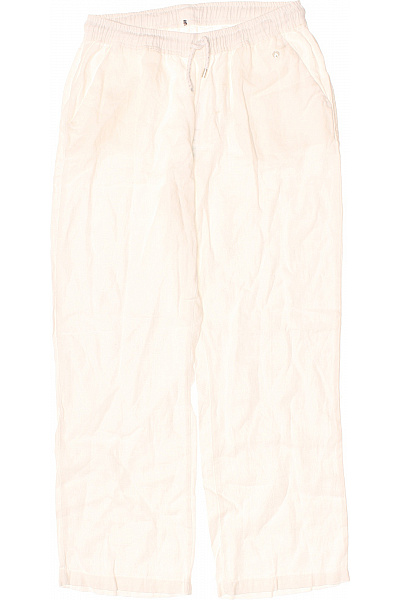 Dámské Lněné Kalhoty Volnočasové Bílé S Kapsami Vel. M