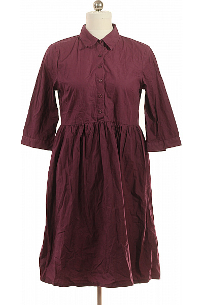LAWRENCE GREY Dámské šaty Košilové Krátký Rukáv Volnočasové Vínové Velikost M