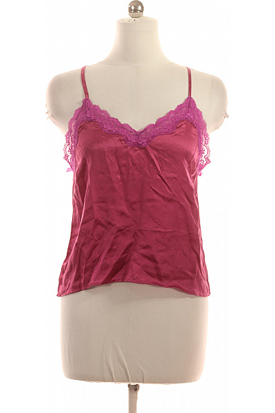 Love Stories Fuchsiové Saténové Tílko Se špagetovými Ramínky A Krajkou Velikost M