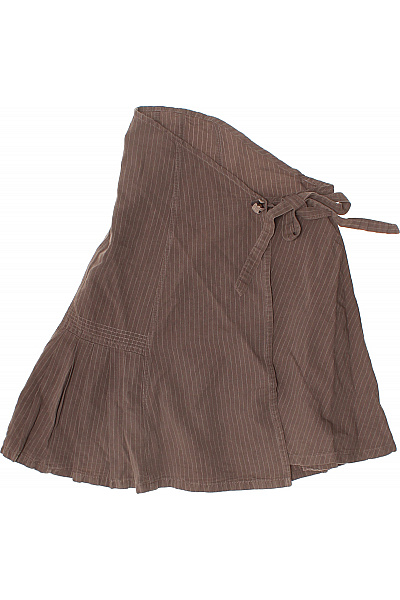 Hnědá pruhovaná zavinovací midi sukně s mašlí Vel. 34 | Unimoda | obrázek 2