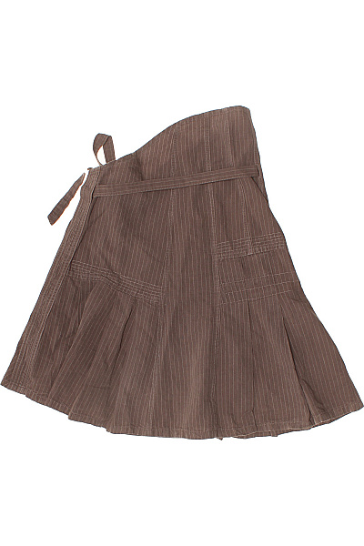 Hnědá pruhovaná zavinovací midi sukně s mašlí Vel. 34 | Unimoda | obrázek 3