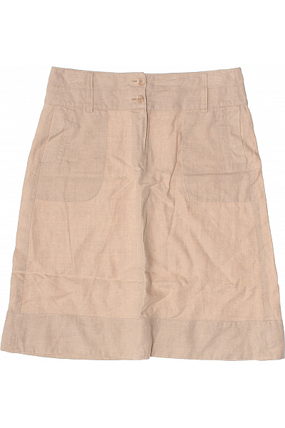 Franco Callegari Dámská lněná béžová sukně ke kolenům rovná s kapsami business Vel. 40 | Franco Callegari | obrázek 2