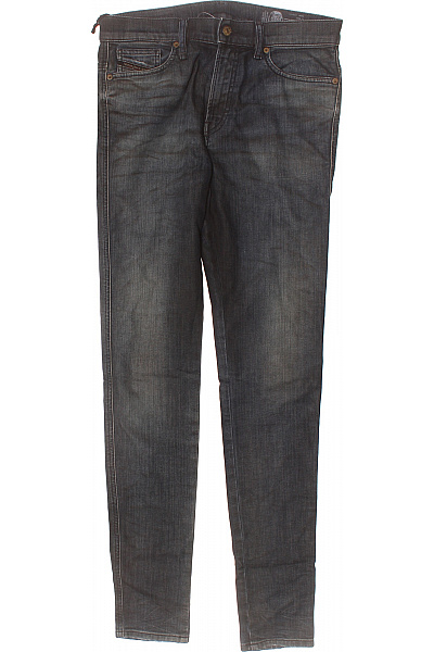 DIESEL Pánské Bavlněné Džíny Tmavě Modré Seprané úzké Strečové Vel. 31