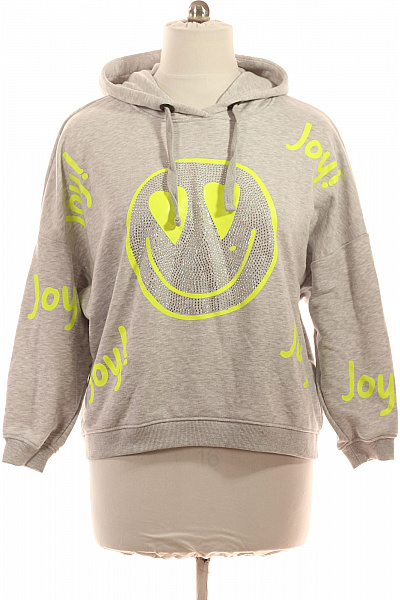 Miss Goodlife Dámská šedá Mikina S Kapucí A Potiskem S Kamínky Velikost XL