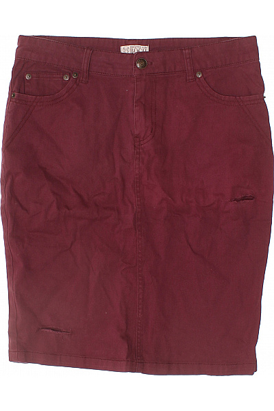 Dámská bavlněná pouzdrová mini sukně bordó jednobarevná s kapsami Vel. DE 34 | Unimoda | obrázek 2