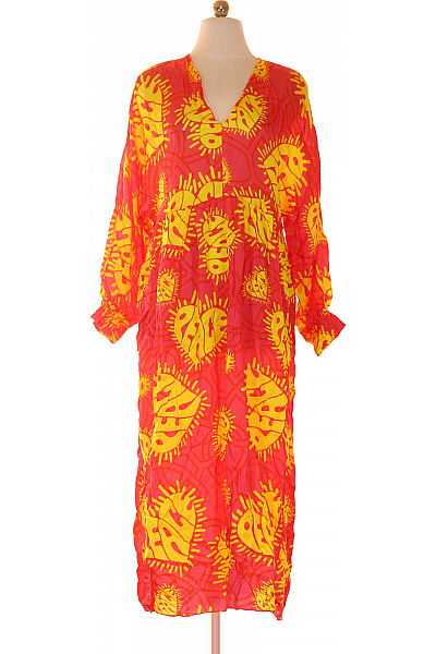 Miss Goodlife Dámské šaty S Dlouhým Rukávem Oranžové Srdce Boho Letní Vel. XL