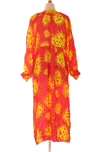 miss goodlife dámské šaty s dlouhým rukávem oranžové srdce boho letní Vel. XL | miss goodlife | obrázek 2