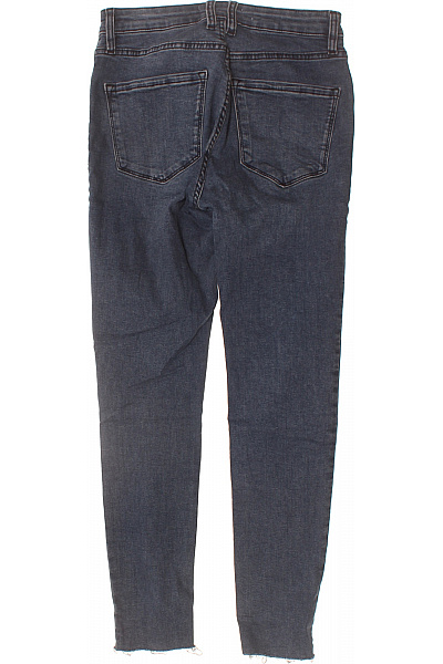 MANGO Dámské bavlněné džíny tmavě modré skinny seprané s roztřepenými nohavicemi Velikost 36 | MANGO | obrázek 2