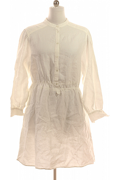 Marc O´Polo Dámské Lněné šaty Tunikové Bílé Volné S Páskem Denní Velikost 42