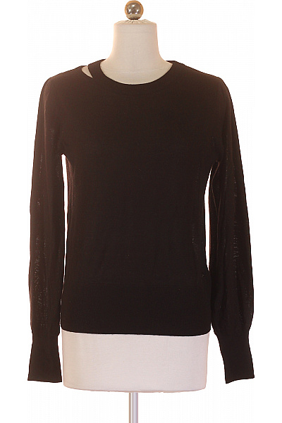 Monari Dámský černý Vlněný Svetr S Dlouhým Rukávem A Výřezem Vel. 36