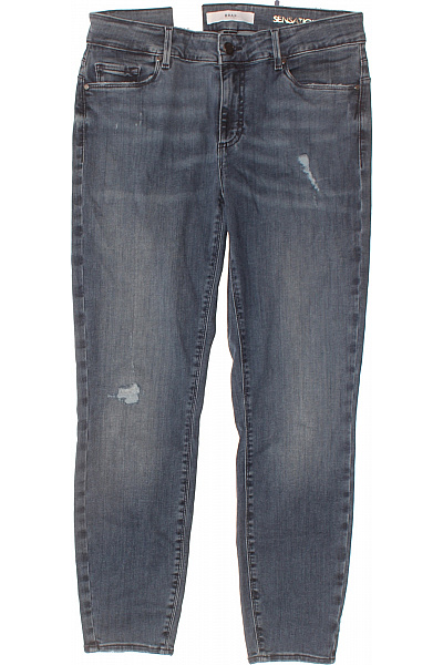 BRAX Dámské Modré Strečové Džíny Skinny Seprané S Dírami Velikost 40