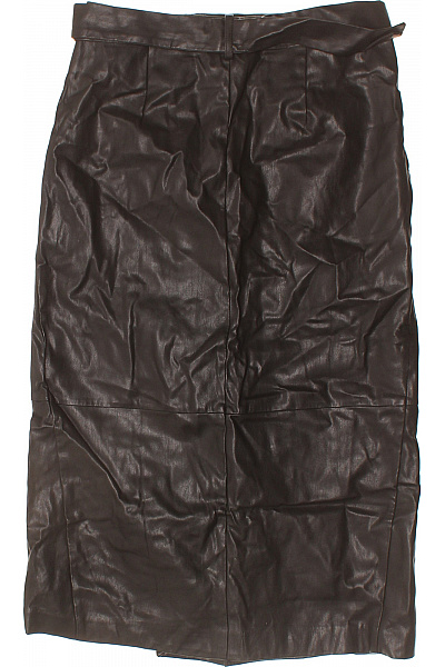 Marks & Spencer Dámská Hnědá Koženková Midi Sukně Zavinovací S Překládaným Pasem Vel. 38 | Marks & Spencer | obrázek 3