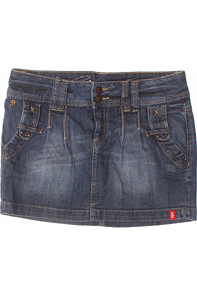 denim Dámská bavlněná džínové mini sukně modré krátká Velikost 34 | denim | obrázek 2