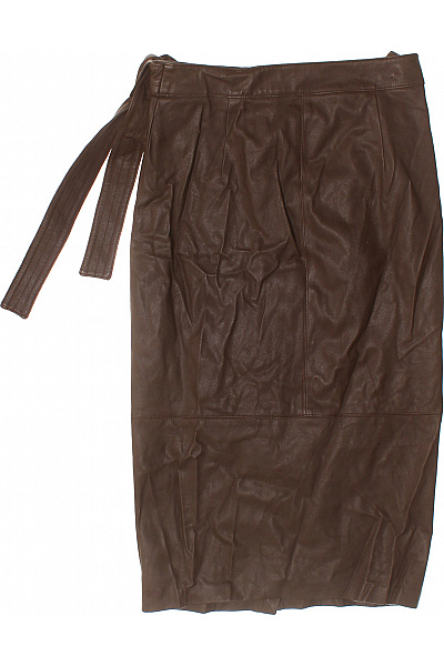 MANGO Hnědá zavinovací midi sukně s páskem elegantní kožená Vel. XXL | MANGO | obrázek 3