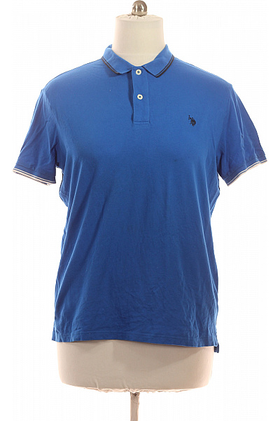 U.S.POLO ASSN. Pánské Modré Bavlněné Polo Tričko S Krátkým Rukávem A Límečkem Velikost XL