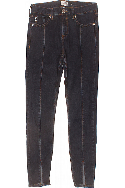 River Island Dámské Džíny Skinny S Rozparkem Modré Strečové Vel. 34