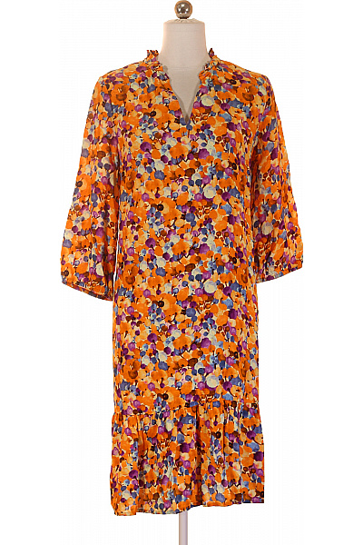 BRAVE SOUL Dámské šaty s krátkým rukávem květované volnočasové oranžové Vel. 36 | BRAVE SOUL | obrázek 2