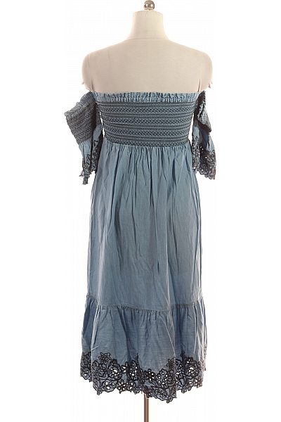 Pepe Jeans Modré Lyocellové Midi Šaty Boho S Odhalenými Rameny Vyšívané Letní Volné Vel. XS | Pepe Jeans | obrázek 3