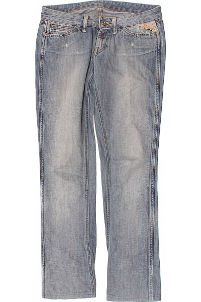 REPLAY Dámské Bavlněné Modré Džíny Rovné Seprané S Kapsami Vel. 26/34