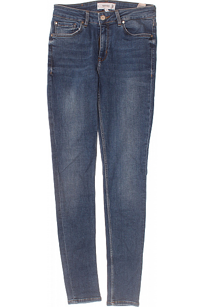 MANGO Dámské Bavlněné Modré Džíny Skinny Seprané Velikost EU 34