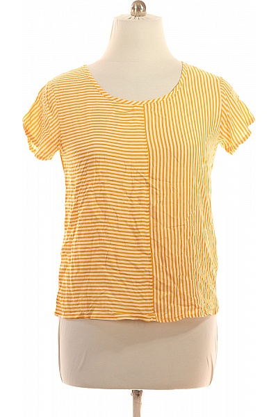 STITCH&SOUL Dámská halenka krátký rukáv žlutá pruhovaná viskóza Vel. XL | STITCH&SOUL | obrázek 2