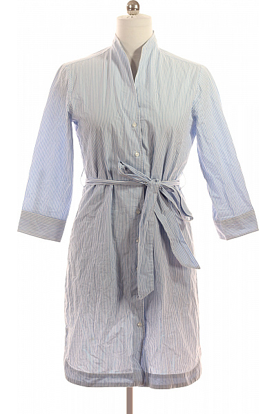 LAWRENCE GREY dámské šaty košilové s páskem modré pruhované s dlouhým rukávem Velikost 38 | LAWRENCE GREY | obrázek 2