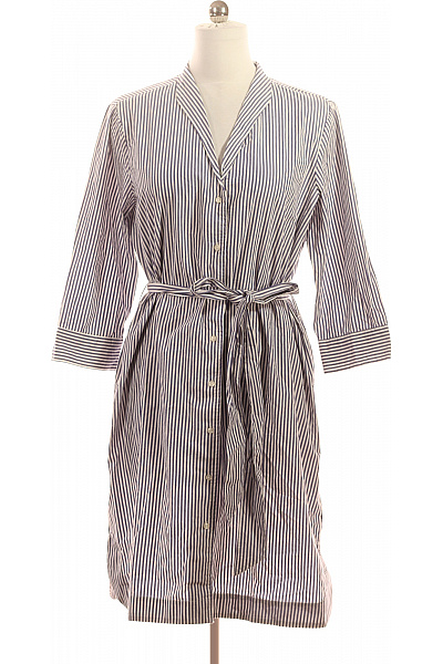 LAWRENCE GREY Dámské šaty košilové s páskem modré pruhované bavlna volnočasové s dlouhým rukávem Vel. 44 | LAWRENCE GREY | obrázek 2