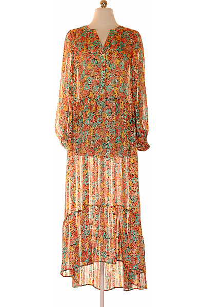 ILSE JACOBSEN Dámské šaty Dlouhé Květované S Dlouhým Rukávem Boho Velikost 38