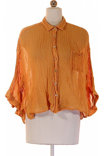Oranžová košile krátký rukáv volná ležérní letní průhledná Vel. S | Unimoda | obrázek 2