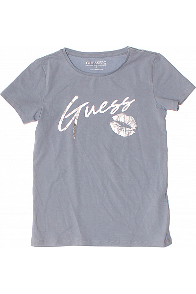 Guess Dívčí Bavlněné Tričko Modré S Potiskem Rtů Vel. EU 8