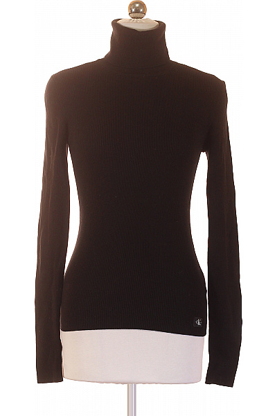 Calvin Klein Dámský černý žebrovaný Rolák Dlouhý Rukáv Bavlněný Basic Velikost S